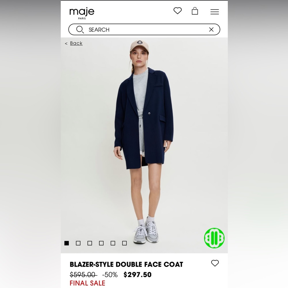 Maje blazer style double face coat